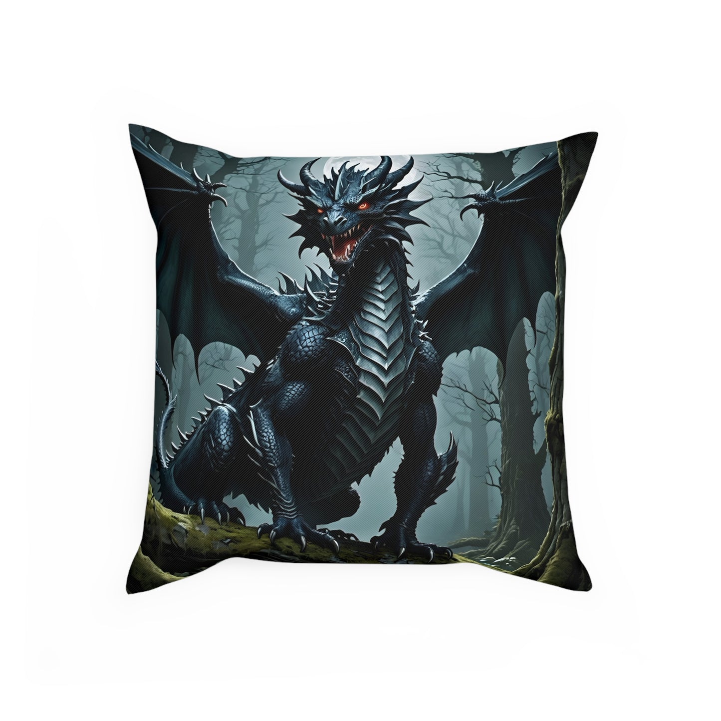 Black Dragon Cotten Drill Square Cushion