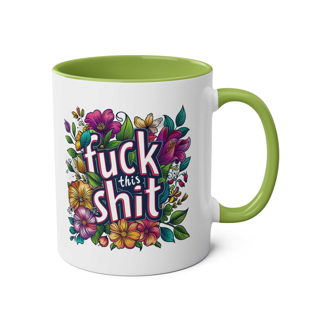 Cheeky "Fuck This Shit" coffee mug with floral design, available in 7 colors.