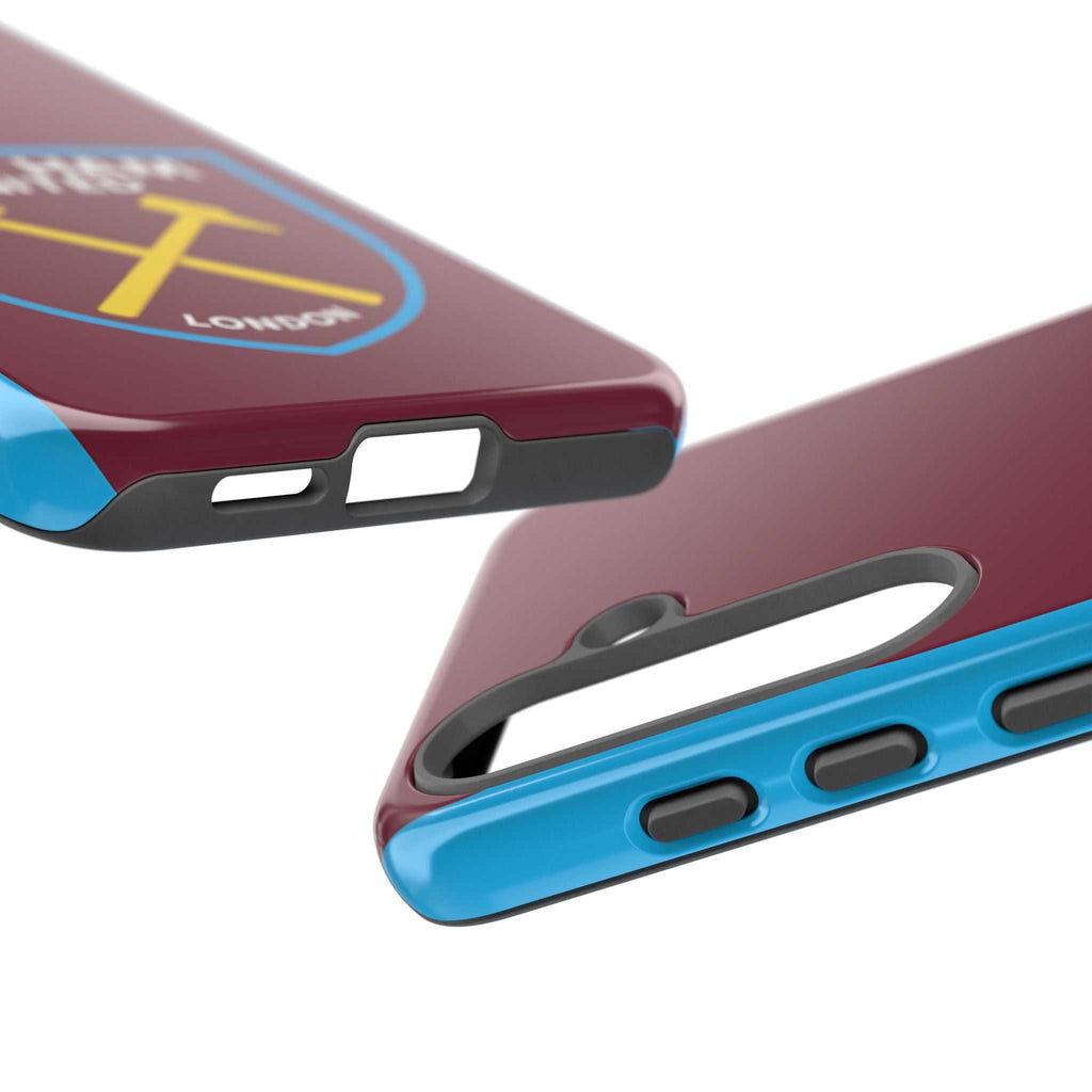 West Ham United magnetic Samsung case with claret and blue colors and shock-absorbing dual-layer protection