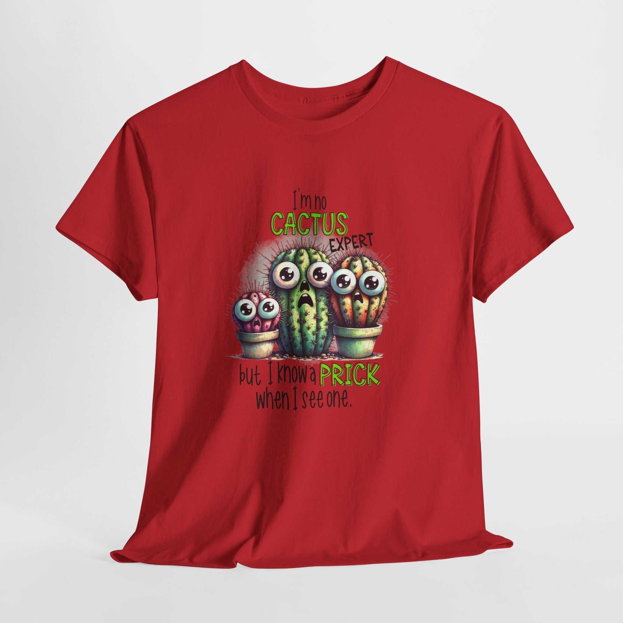 Cactus Expert Fun Graphic T-Shirt with humorous cactus design on soft, durable cotton fabric