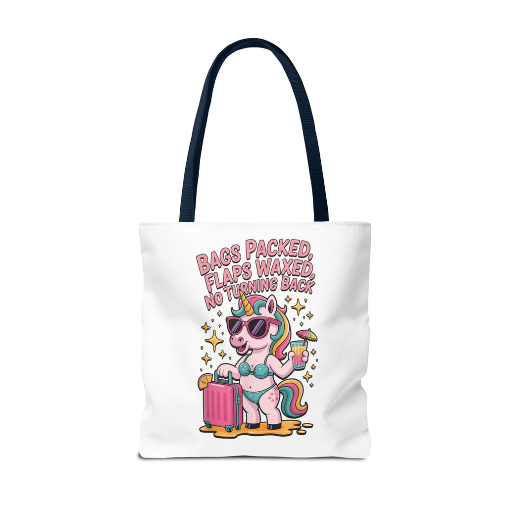 Fun unicorn travel tote bag with cheeky design and durable spun polyester fabric