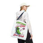 Cheeky Quote Pickle Tote Bag with bold design and colorful handles, made from durable spun polyester in multiple sizes