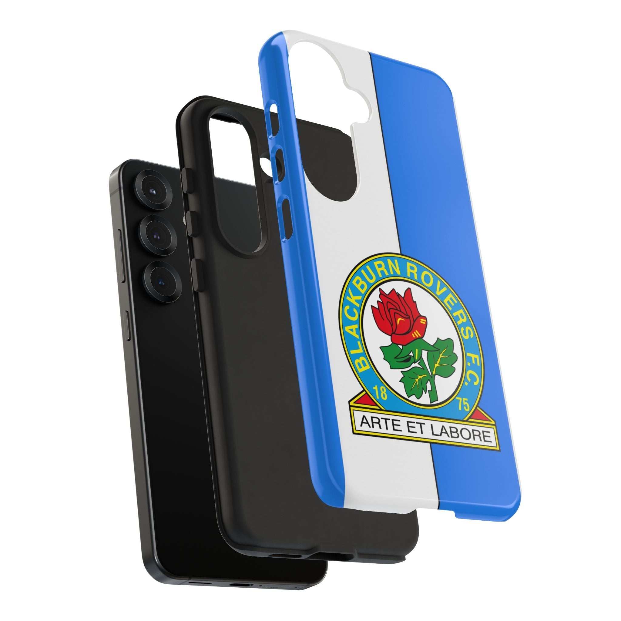 Blackburn Rovers magnetic Samsung phone case with blue and white colors and dual-layer protection