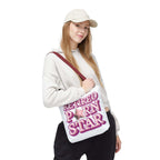 Retired Porn Star Tote Bag with cheeky design, durable spun polyester, multiple sizes and handle colors, perfect for casual outings and errands
