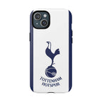 Tottenham FC MagSafe iPhone case with white and navy colors, club crest, and dual-layer protection