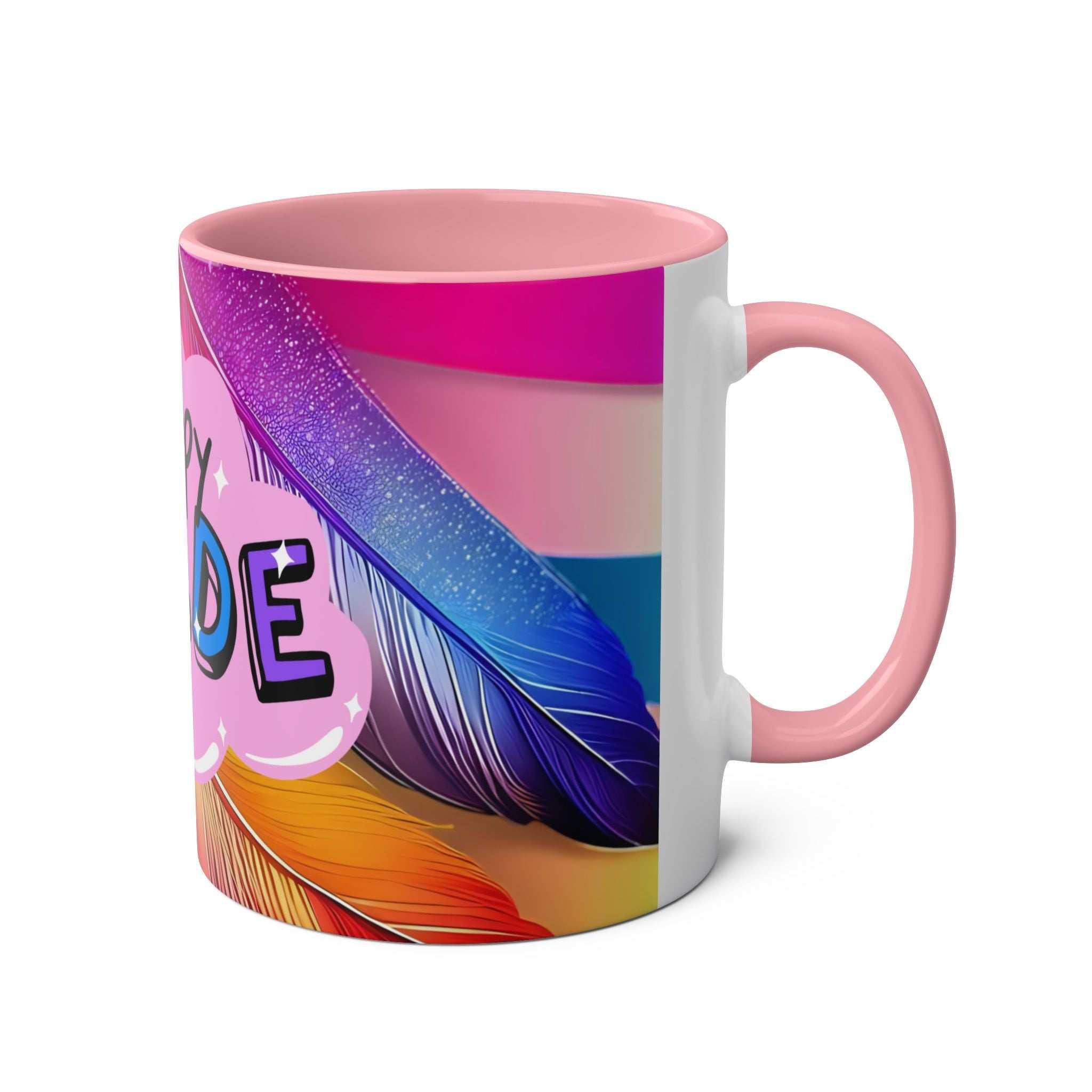 LGBTQ+ Pride Mug with vibrant rainbow design on high-quality ceramic.