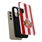 Sunderland FC Samsung phone case with red and white colors and magnetic protection features
