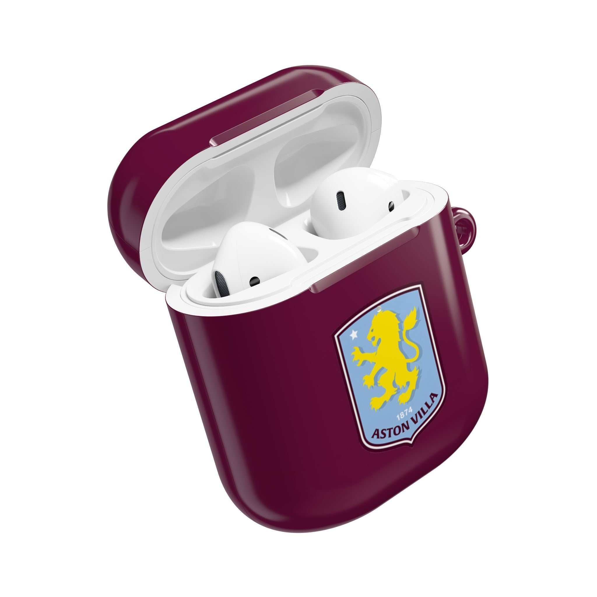 Aston Villa FC AirPods protective case in claret with club crest for AirPods and AirPods Pro