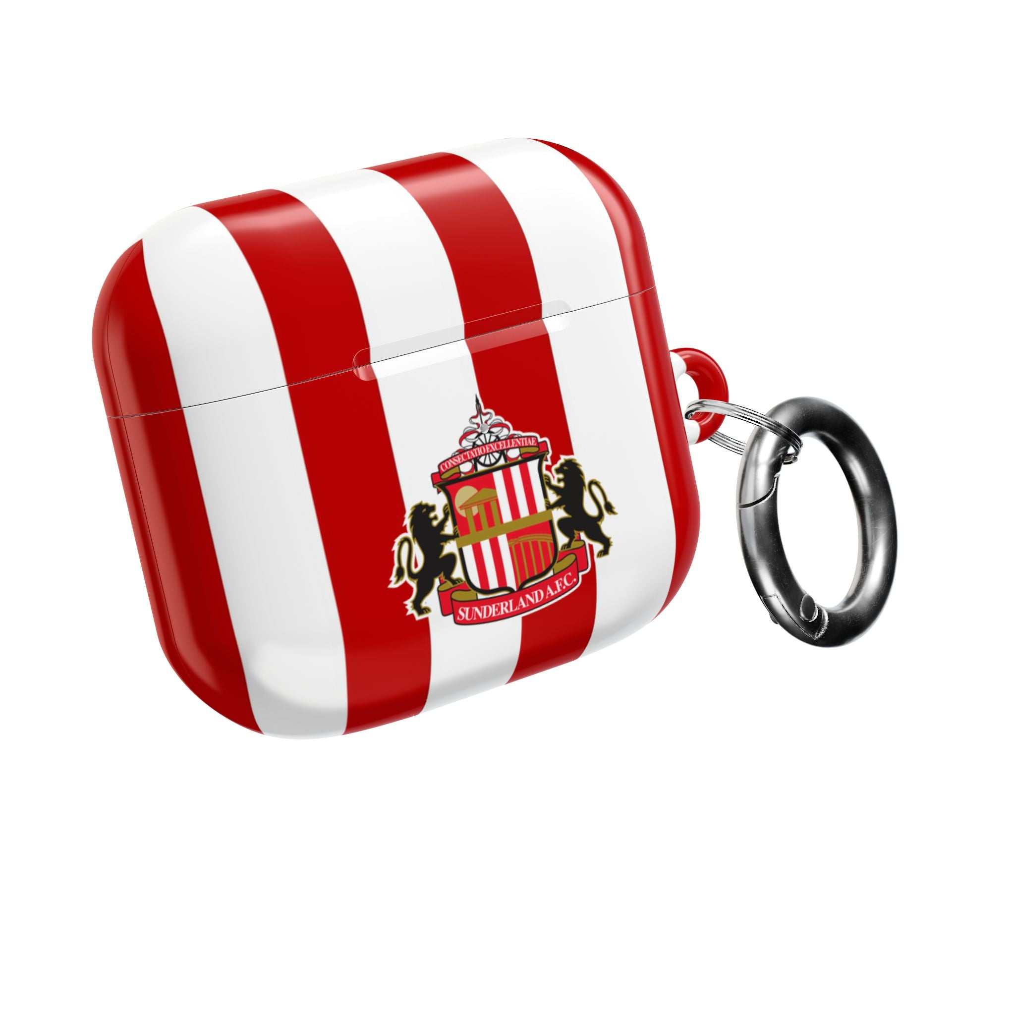 Sunderland FC AirPods protective hard case with club crest and red-white colors, shock-resistant and wireless charging compatible