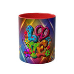 LGBTQ+ Pride Mug with vibrant rainbow design and love motif.