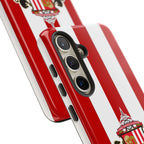 Sunderland FC Samsung phone case with red and white colors and protective dual-layer design compatible with wireless charging
