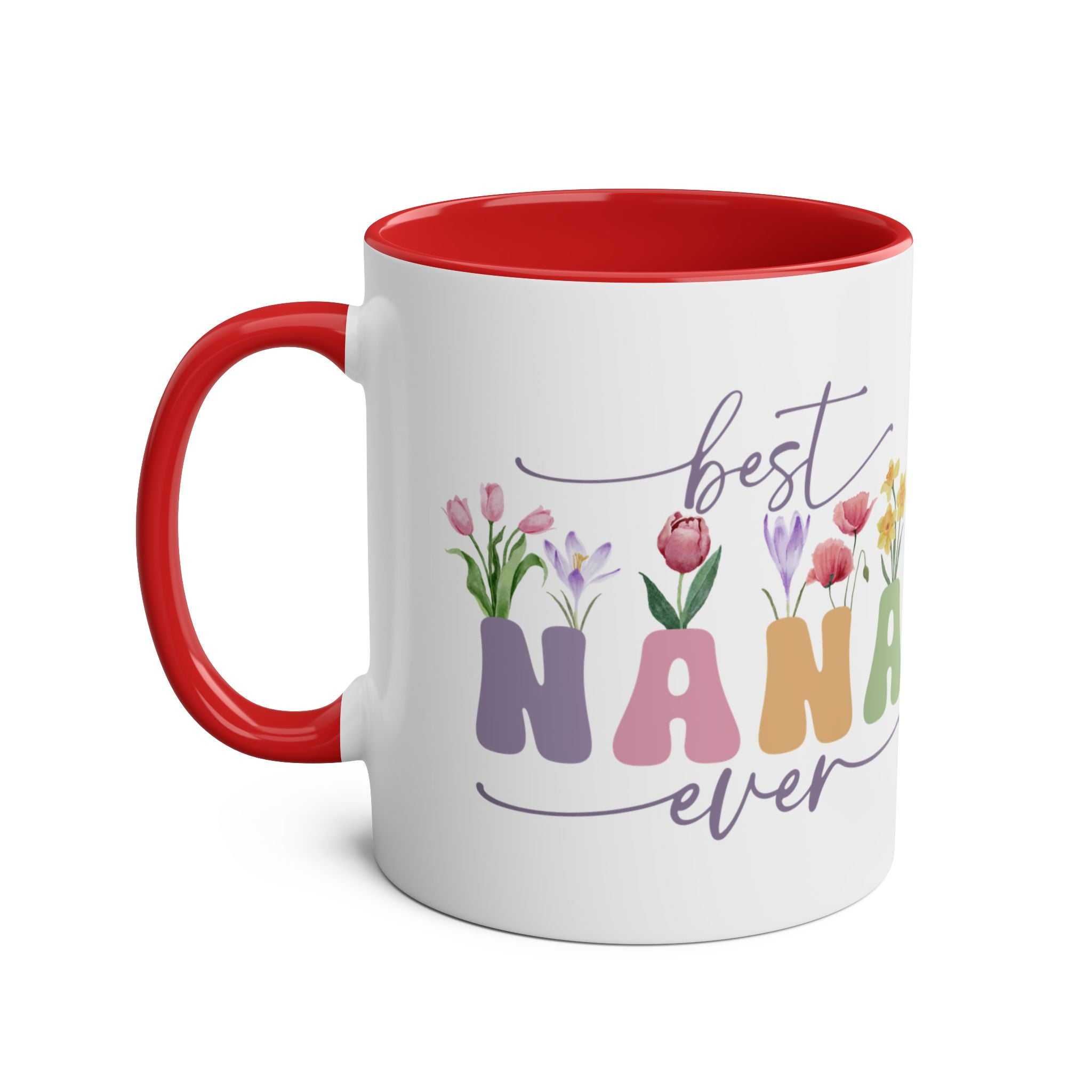 Best Nana Ever Mother's Day gift mug with colorful floral design.