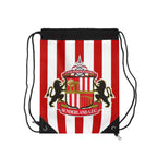 Sunderland Fc drawstring bag with red and white stripes and club crest, lightweight polyester, ideal for sports and casual use