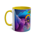 LGBTQ+ Pride mug with vibrant rainbow design and "Love is Love" message.