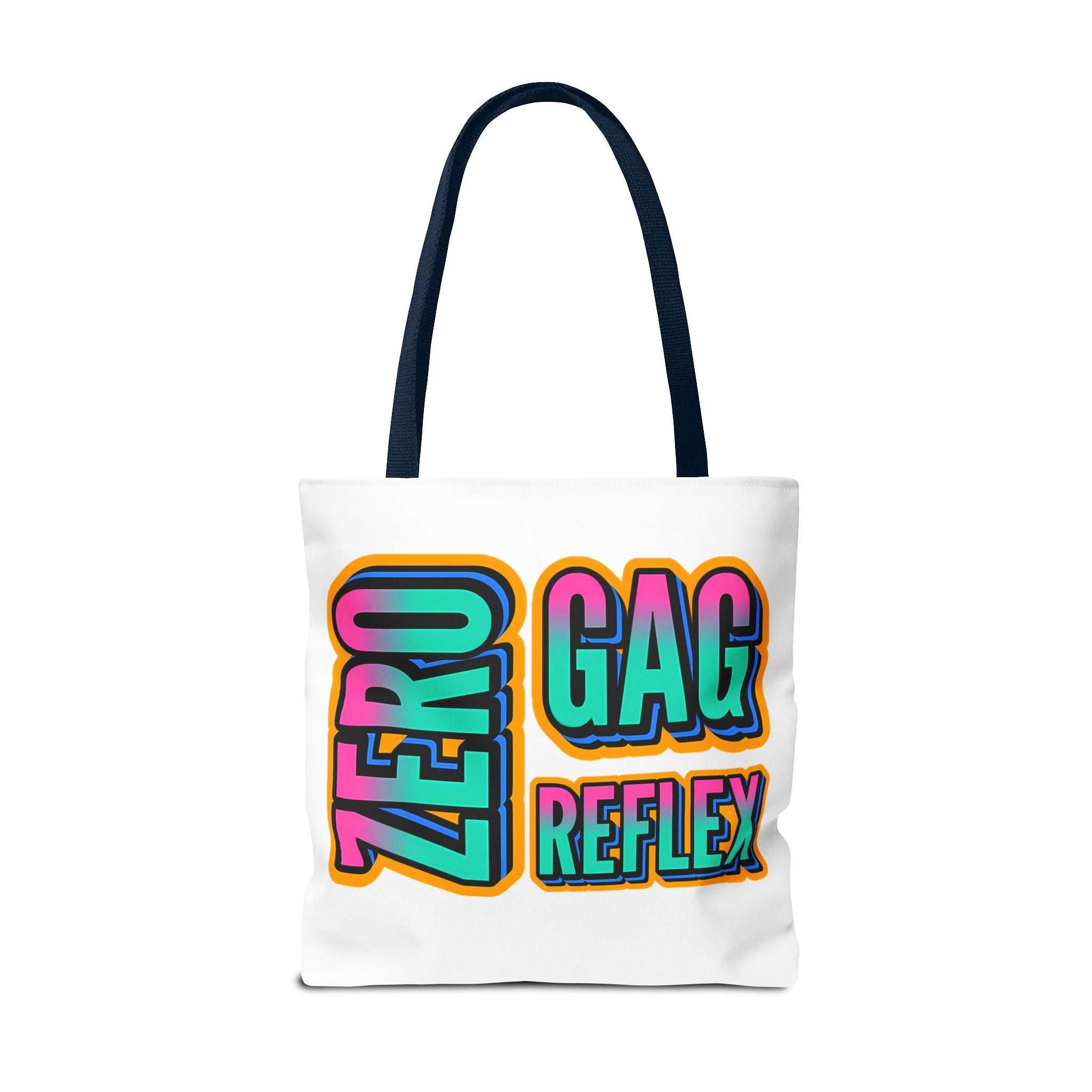 Zero Gag Reflex Tote Bag with cheeky design, durable spun polyester, cotton straps, and multiple handle color options
