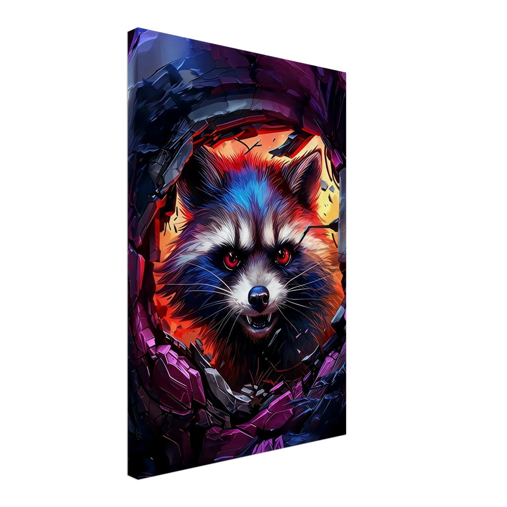 Rocket Raccoon wall canvas with vibrant and dynamic artwork in bold colors.