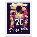 Liverpool FC Diogo Jota Poster in No. 20 shirt with vibrant pop-art style and durable frame options