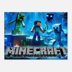 Vibrant Minecraft wall canvas featuring pixelated scenes for fans.