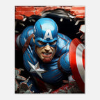 Captain America Wall Canvas featuring bold superhero artwork, perfect for adding dynamic energy to any room.