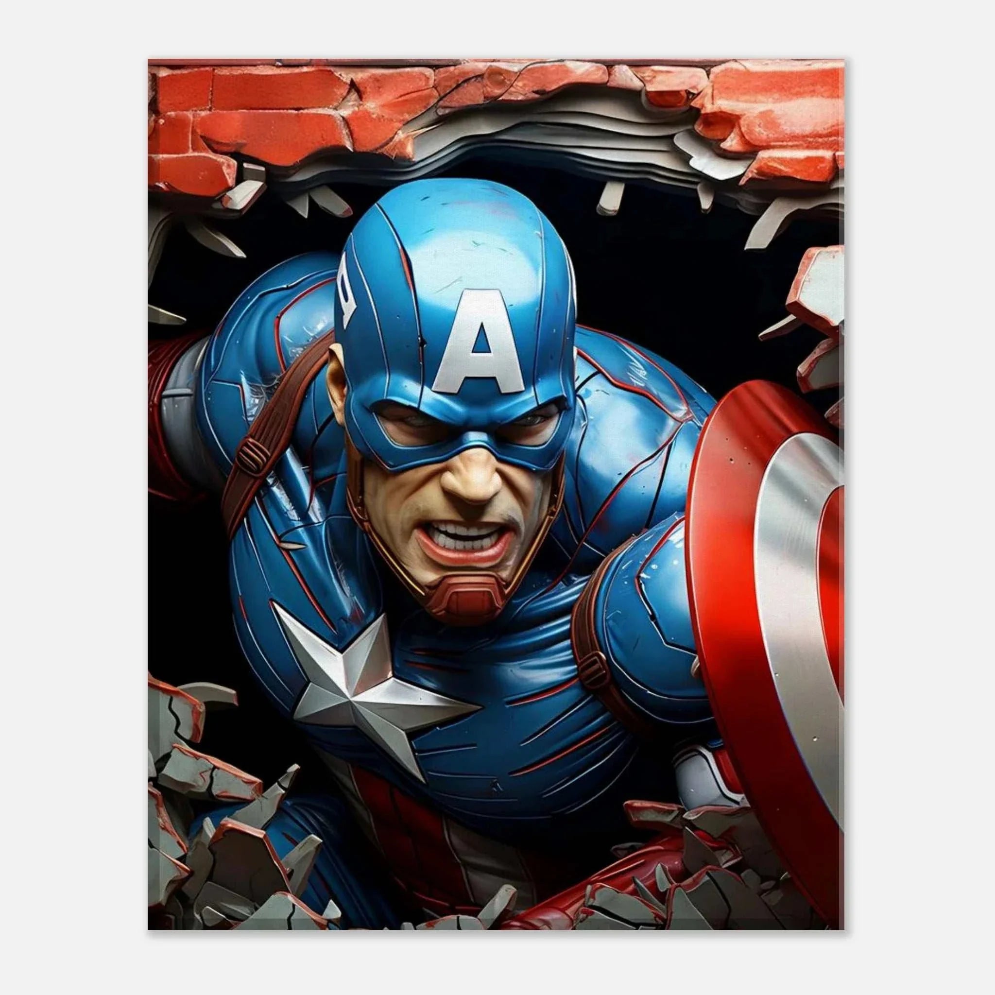 Captain America Wall Canvas featuring bold superhero artwork, perfect for adding dynamic energy to any room.