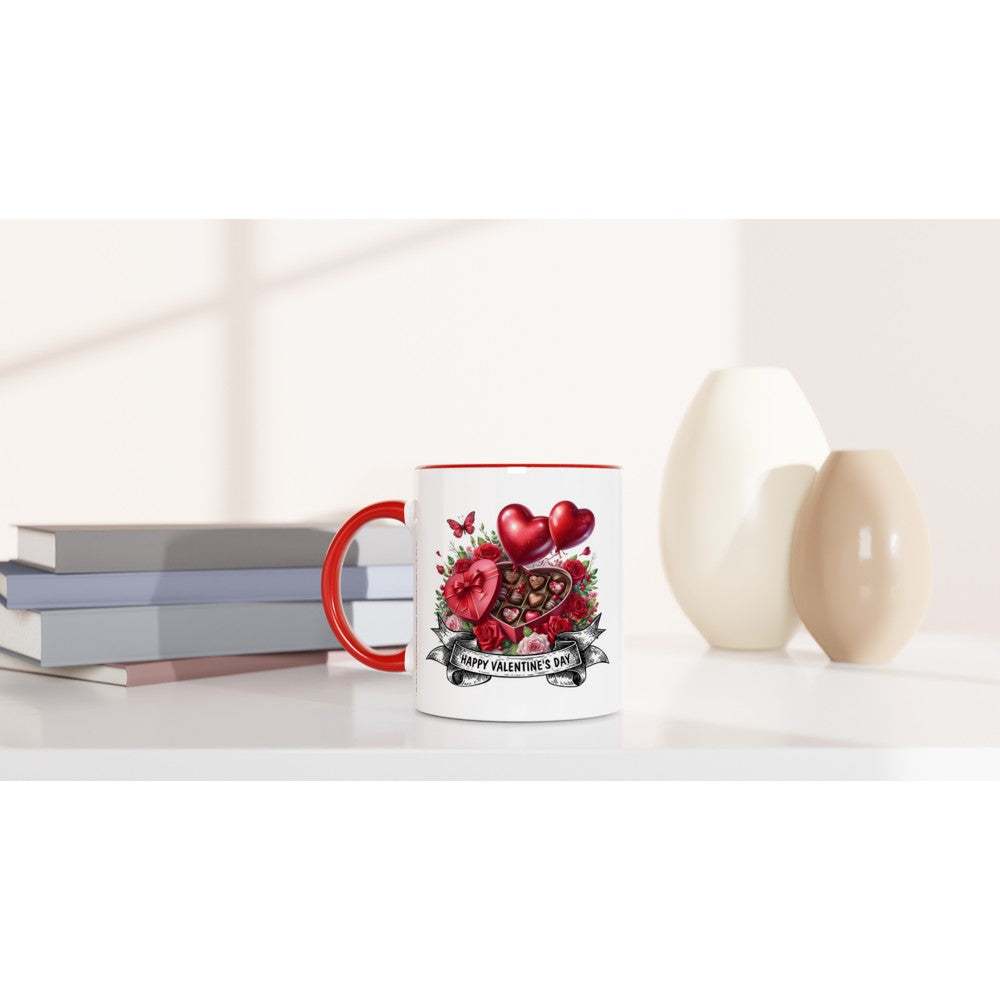 Gorgeous Valentine's Mug with heart design, 11oz ceramic, vibrant print.