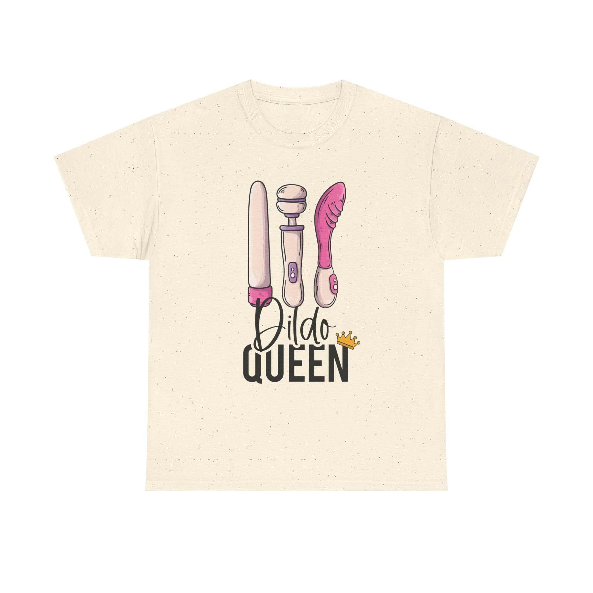 Dildo Queen T-Shirt in bold print on soft 100% cotton fabric for confident everyday wear