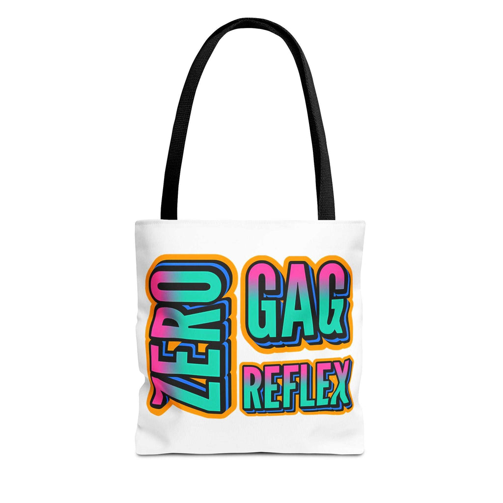 Zero Gag Reflex Tote Bag with cheeky fun design, durable polyester, multiple sizes and handle colors