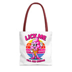 Cheeky Lick Me Till Ice Cream Tote Bag with playful design and durable spun polyester fabric