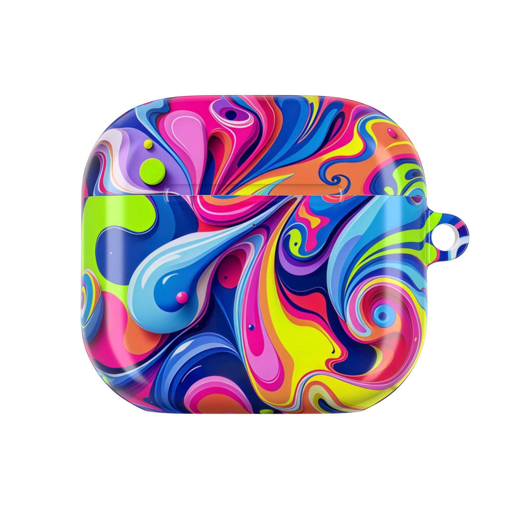 Vibrant Colour Splash protective hard shell case for AirPods and AirPods Pro with glossy colorful swirl design