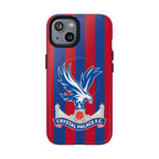 Crystal Palace MagSafe iPhone case with red and blue stripes and eagle crest, dual-layer protection, MagSafe compatible.