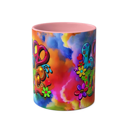 LGBTQ+ Pride mug with vibrant rainbow design, showcasing love and diversity.