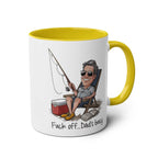 Fun Fathers Day Gift Mug with fishing design and humorous text, perfect gift for dads.