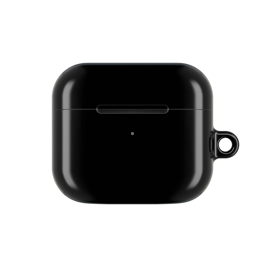 Black hard shell protective case for AirPods and AirPods Pro with glossy finish and wireless charging compatibility