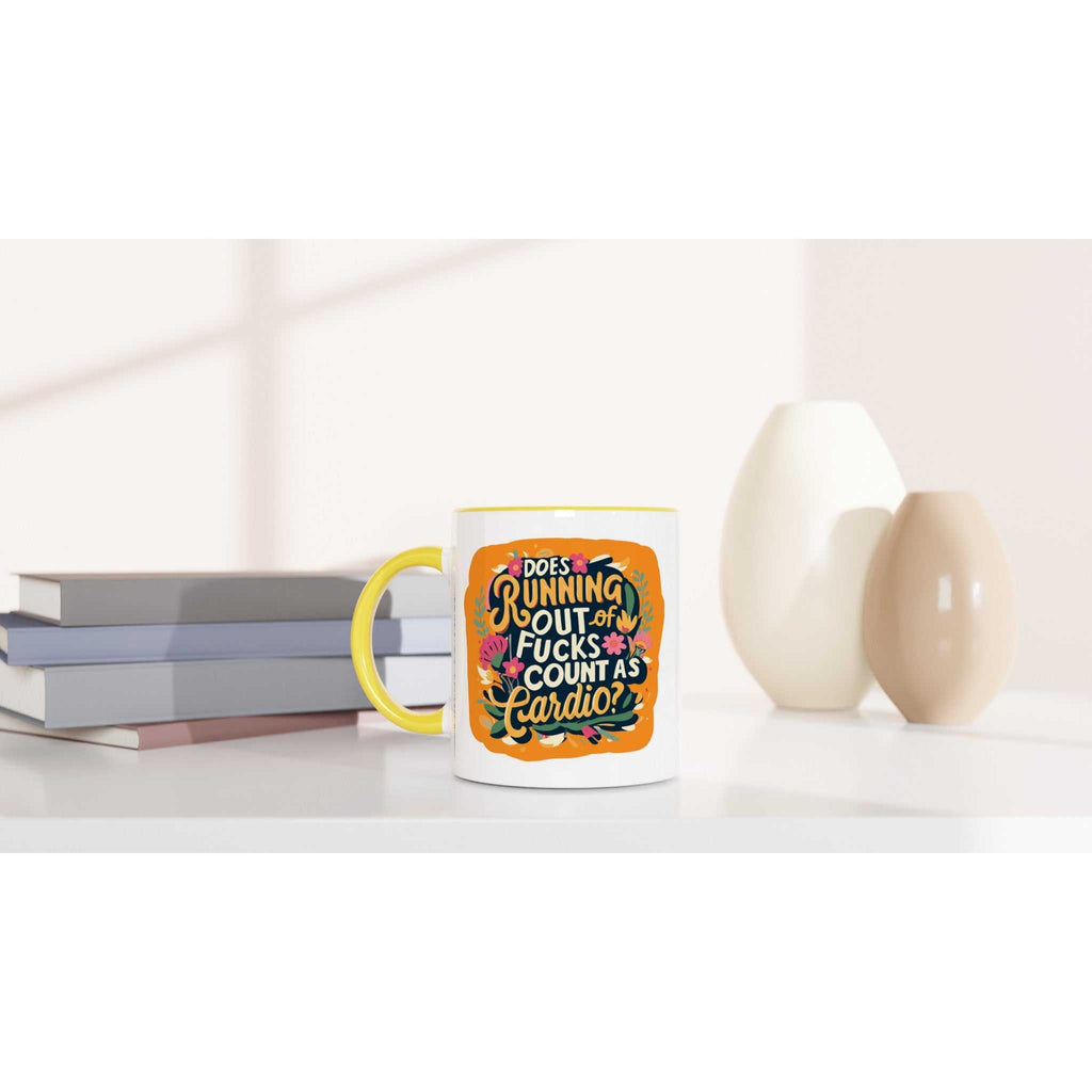 Fun ceramic mug with humorous design, ideal for coffee or tea; vivid print, dishwasher and microwave safe.