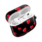 Black Hearts AirPods Case with protective hard shell and vibrant red heart design