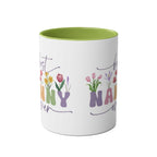 Best Nanny Ever Mothers Day Gift Mug with floral design and green interior.