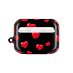 Black Hearts AirPods Case with vibrant red heart design, durable hard shell, and glossy finish for full protection and wireless charging compatibility