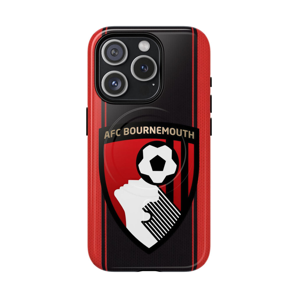 AFC Bournemouth MagSafe iPhone case with red and black design and club crest for wireless charging and protection