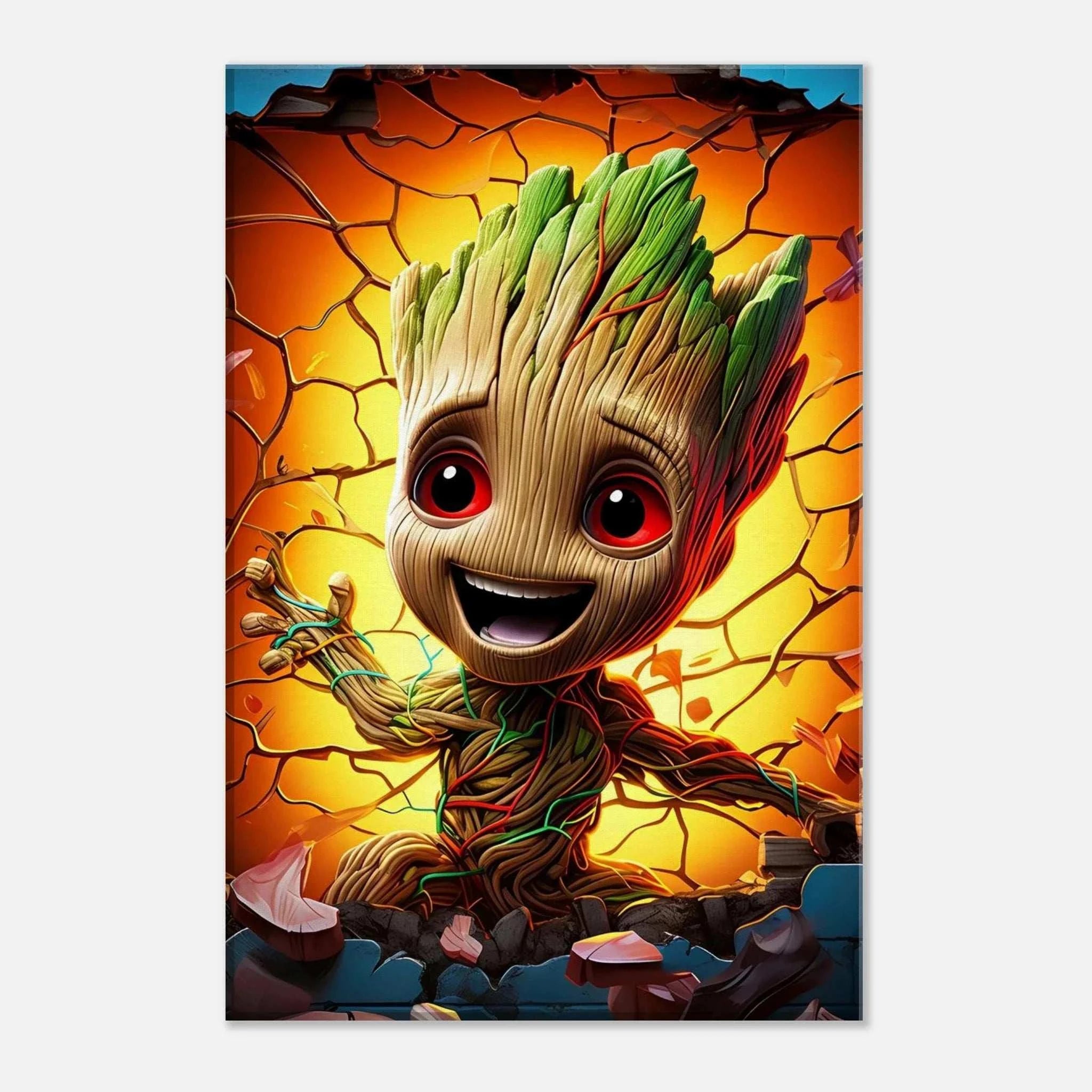 Baby Groot wall canvas with vibrant design, perfect for adding charm to any room.