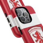 Middlesbrough MagSafe iPhone case with team colors and crest, dual-layer protection, and MagSafe compatibility