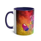 LGBTQ+ Pride mug with vibrant rainbow design and glossy finish.