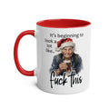 Sweary Granny Christmas Mug with cheeky holiday design in seven colors, glossy 11oz ceramic, microwave and dishwasher safe
