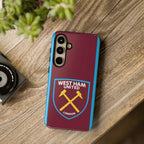 West Ham United magnetic Samsung case with claret and blue colors and dual-layer protection