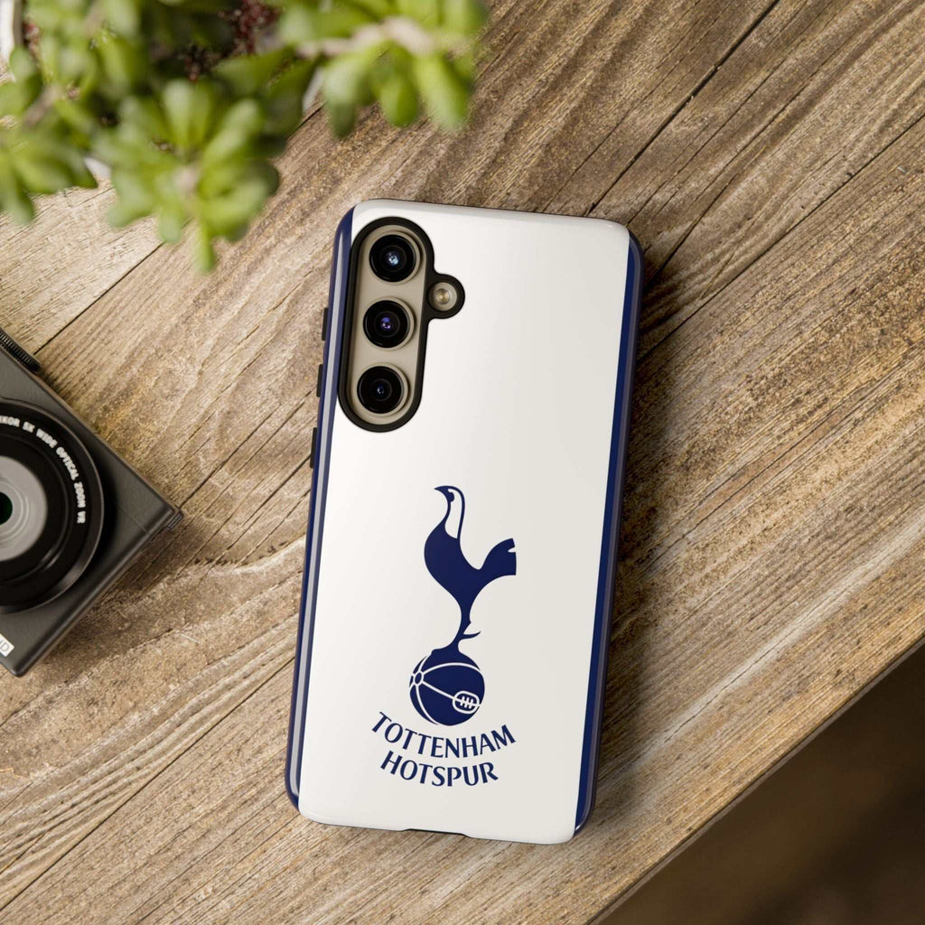 Tottenham FC magnetic Samsung phone case with navy and white colors and shock-absorbing dual-layer protection