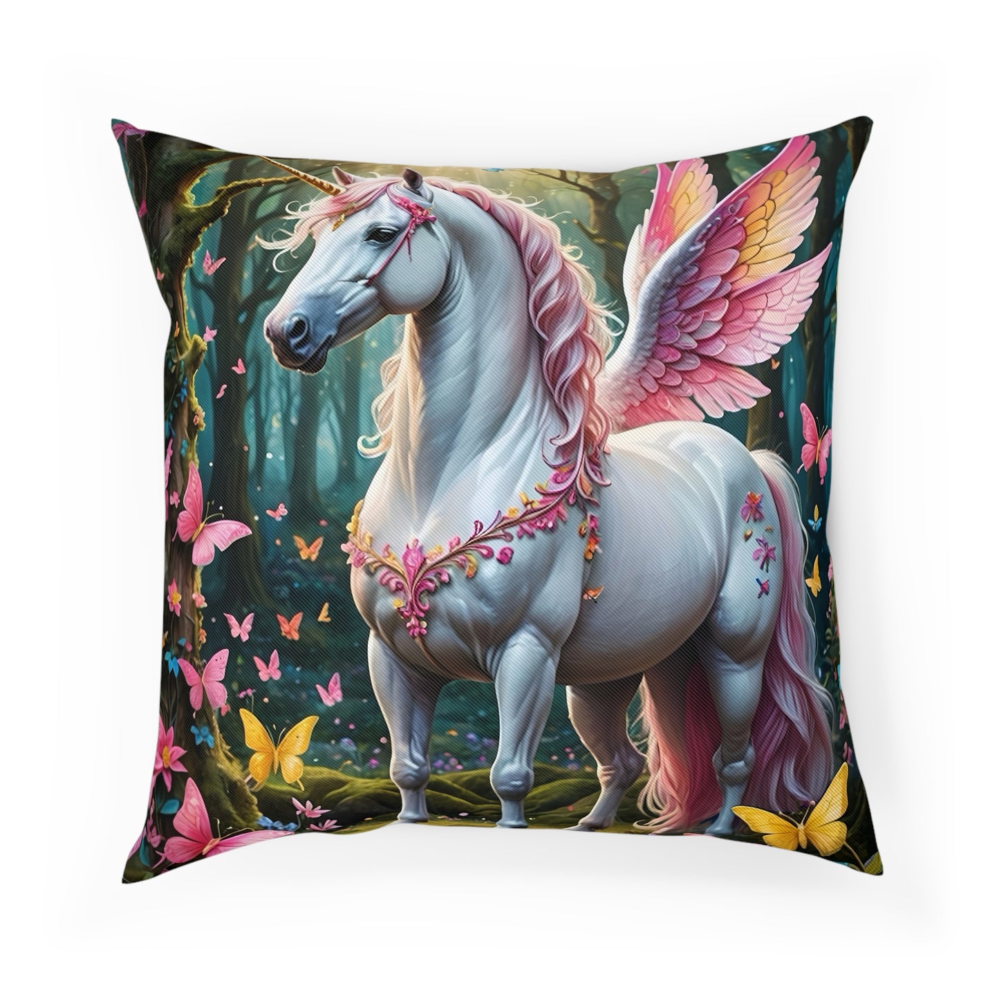 Wonderful Mythical Unicorn Cotton Drill Square Cushion