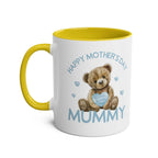 Cute Mother's Day mug featuring bear design with yellow interior and handle.