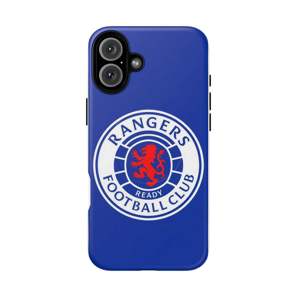 Rangers FC MagSafe iPhone case in royal blue with official-inspired club crest and dual-layer protection