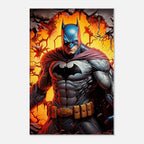 Batman wall canvas featuring Gotham’s protector in vibrant colors, available in multiple sizes with FSC-certified wood and hanging kit.