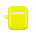 Bright yellow hard shell protective case for AirPods and AirPods Pro with glossy finish and wireless charging compatibility