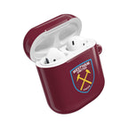 West Ham Utd FC AirPods Pro protective case in claret with crossed hammers crest and wireless charging support